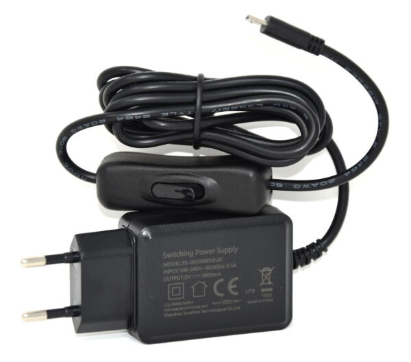 RASPBERRYITALIA alimentatore 5V 3A CE interruttore on off