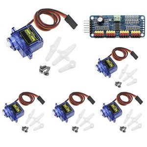 raspberryitalia keeyees 5pcs sg90 9g micro servomotore con pca9685 modulo 16 canali 12 bit