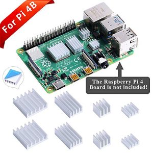 GeeekPi 8Pcs Dissipatori di Calore per Raspberry Pi 4 Modello B, Raspberry Pi 4B Dissipatori di Alluminio con Nastro Adesivo Conduttivo Termico per Raspberry Pi 4B (Raspberry Pi Non è Inclusa)