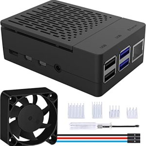 GeeekPi Custodia per Raspberry Pi 4B PWM, con Ventola 40X40X10mm e 4x Raspberry Pi 4, Dissipatore per Raspberry Pi 4 modello B (Nero)
